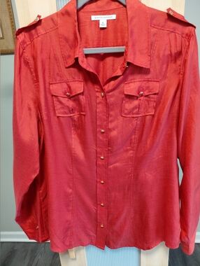 Banana Republic Women's Silk Cotton Burnt Orange Button Down Blouse